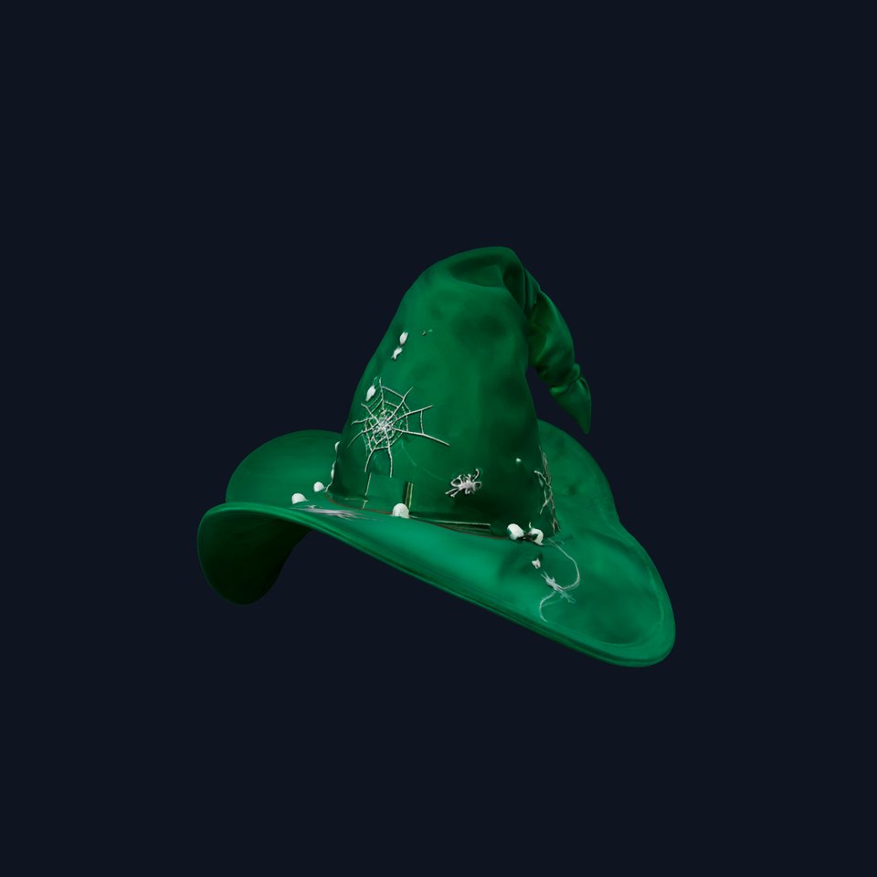 Emerald Witch Hat with Silver Webs model pack